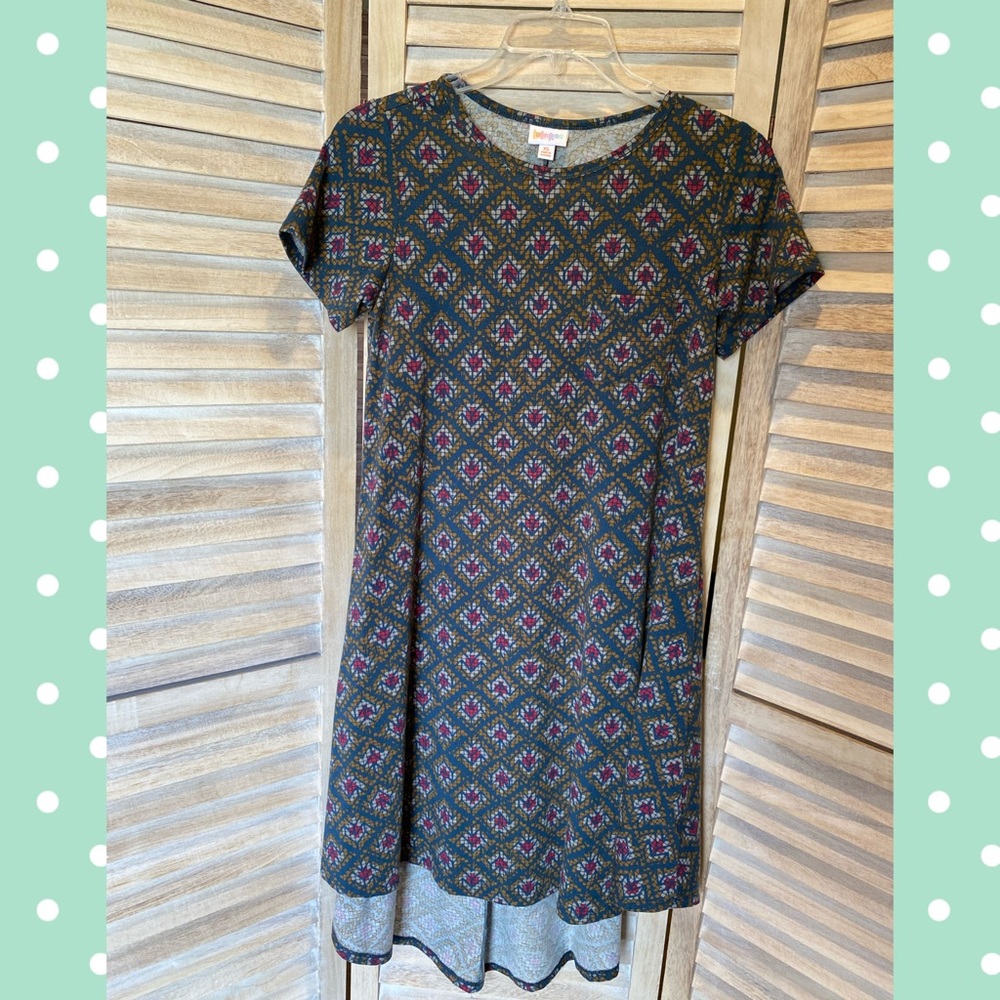 Lularoe Carly Dress  XS Jewel Tone Print